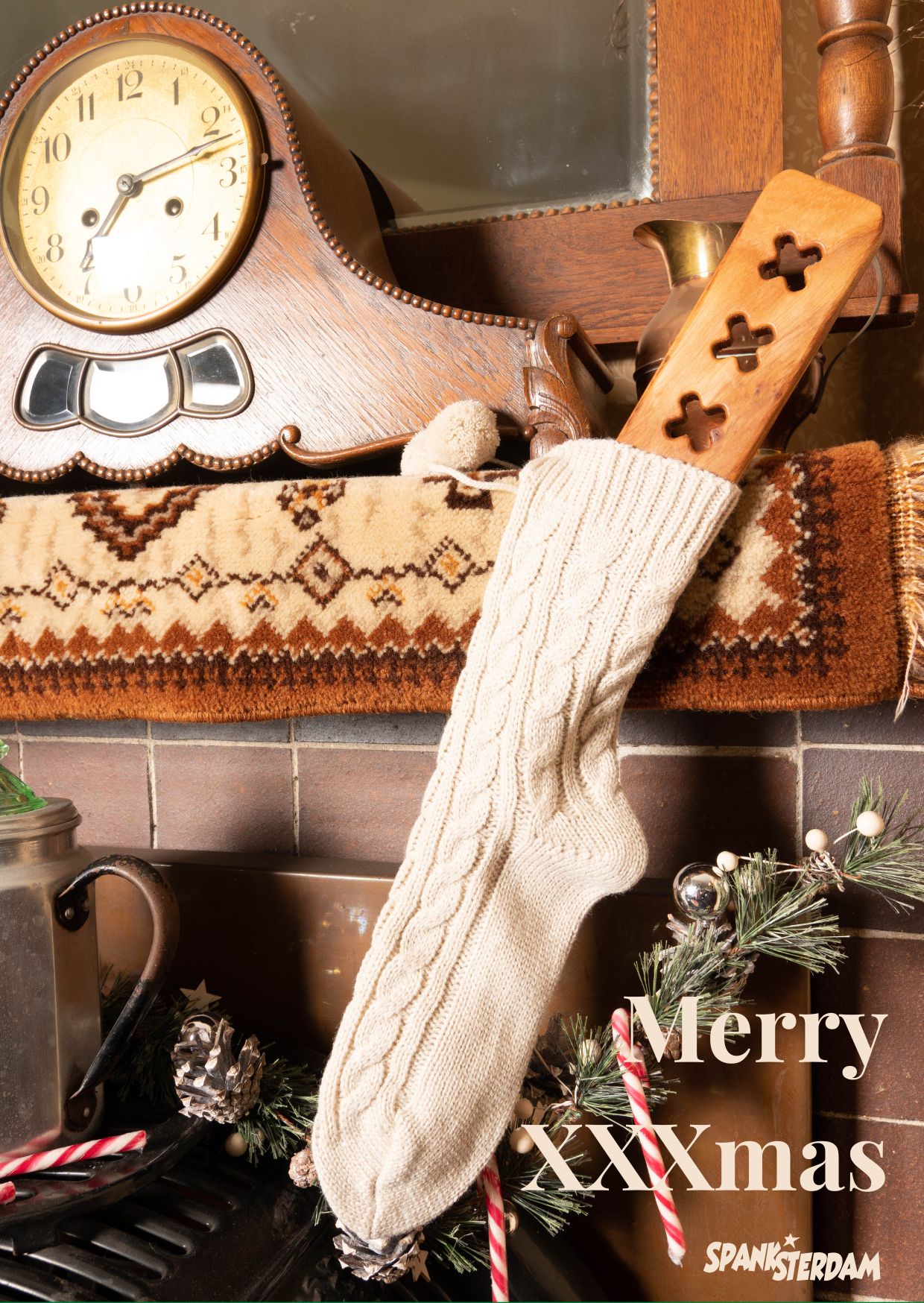 Merry XXXmas Spanking Paddle in Christmas stocking